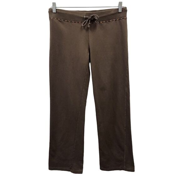 Lapis Pants Womens Medium Sweat Brown Embroidered Drawstring - Picture 1 of 9